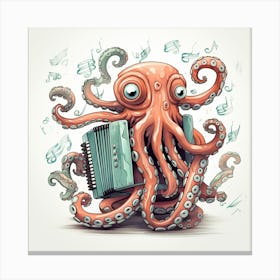 Octopus Playing Accordion Canvas Print
