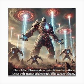 Elder Elementals Redirecting Seismic Attacks V2 Canvas Print