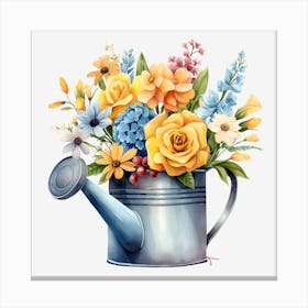 Watering Can With Flowers 2 Canvas Print
