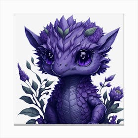 Purple Floral Dragon (3) Canvas Print