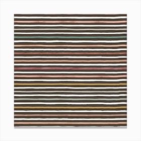 Marker Stripes Colorful Dark Brown Square Canvas Print