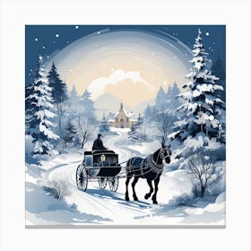 Christmas Carriage In The Snow Canvas Print