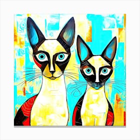 Cats With Blue Eyes - Siamese Cats Loafing Canvas Print