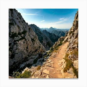 Firefly Rocky Mountain Ascent Textured Cliffs And Mountain Paths, Emphasizing The Rocky Terrain 3 Canvas Print