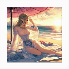 Zelda posing at the beach Canvas Print