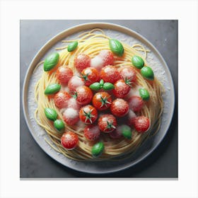 Spaghetti With Tomatoes And Basil Canvas Print