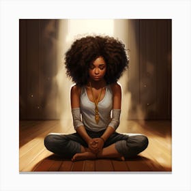 Afro Girl Meditation Canvas Print