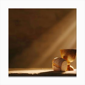 Golden Chalice And Bread Canvas Print