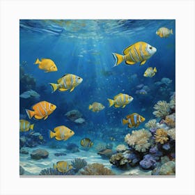 Colorful Fish Swimming Through the Reef Fishes In The Ocean Canvas Print