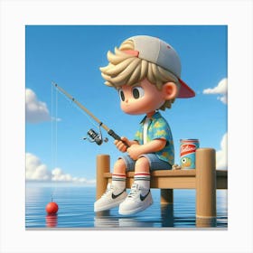 Nintendo Boy Fishing Canvas Print