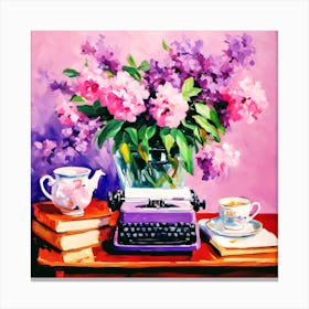 Typewriter And Flowers 1 Canvas Print