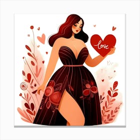 Valentine's Day Woman Canvas Print