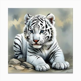 White Tiger Cub Canvas Print