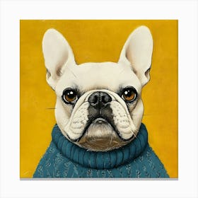 Frenchie In Yellow And Blue 6 Canvas Print