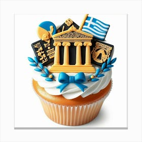 Greece Cupcake 1 Canvas Print