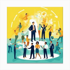 Business People In A Circle Canvas Print