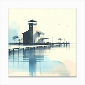 Watercolor Of A Lighthouse Canvas Print