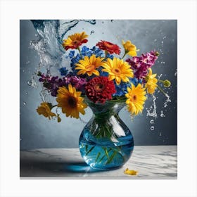 Water Splashing Flowers 4 Canvas Print