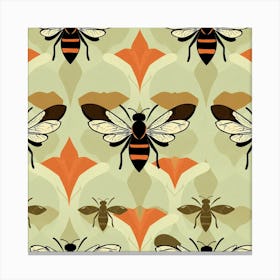 Bees And Flowers Canvas Print