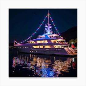 Stunning Yacht Party With Colorful Decorations At Night 1 Canvas Print