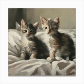 Two Kittens On A Bed 2 Canvas Print