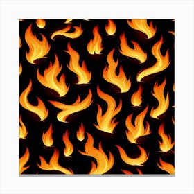 Flames On A Black Background Canvas Print