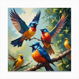 Birds Of Summer Art Print Canvas Print