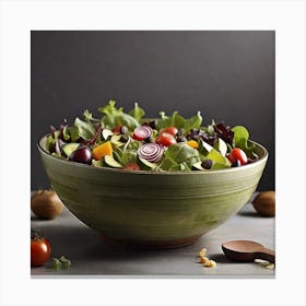 Green Salad Bowl Canvas Print