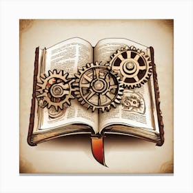 Open Book With Gears Canvas Print