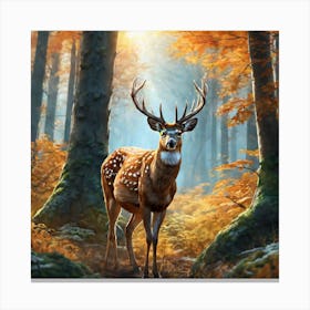 Deer In The Woods 61 Canvas Print