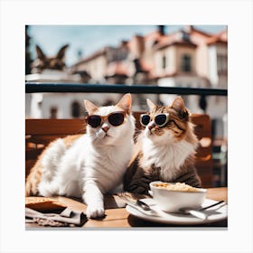 Two Cats In Sunglasses Canvas Print