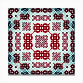 Red And Blue Floral Pattern Canvas Print