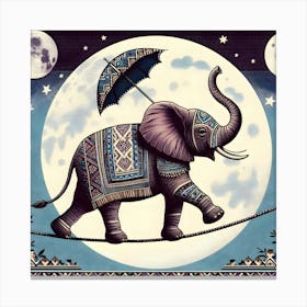 Elephant On A Tightrope 3 Canvas Print