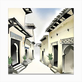 Street In FES Morocco ink style Canvas Print