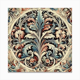 William Morris Inspired Patterns Embellishing The Pages Of An Antique Book, Style Vintage Printmaking 1 Canvas Print