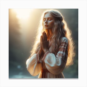 Russian Beauty In Prayer Canvas Print