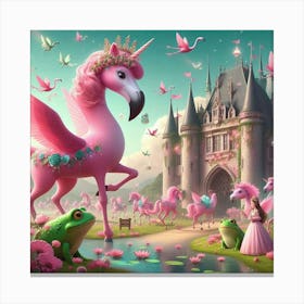 Pink Flamingo Unicorns 3 Canvas Print
