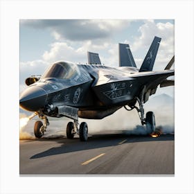 F35 Fighter Jet In A Dog Fight Canvas Print