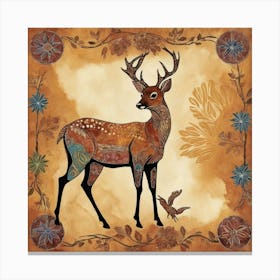 Outback Animals 2 Motif Batik Deer Art Print 2 Canvas Print