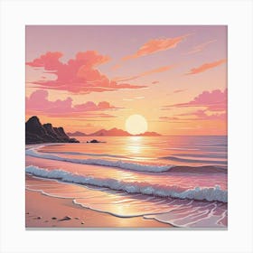 Ocean Sunset Beach Art Print (2) Canvas Print