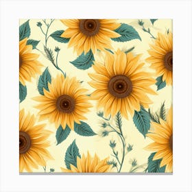 Sunflowers Seamless Pattern Canvas Print