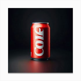 A digital painting of a single red can of Coke with a white label on a black background. The can is centered in the frame and is surrounded by a dark background. The can is illuminated by a single light source that is positioned in front of the can. The light source is casting shadows on the can and on the background. The can is labeled with the word "Coke" in white text. The text is in a bold, sans-serif font. The can is also labeled with the word "Coke" in a smaller, italicized font. The can is surrounded by a red glow. The glow is caused by the light source reflecting off of the can. The glow is also caused by the light source reflecting off of the background. The can is sitting on a black surface. The surface is reflecting the light source. The surface is also reflecting the can. The can is sitting in a dark room. The room is illuminated by the light source. The room is also illuminated by the glow from the can. Canvas Print