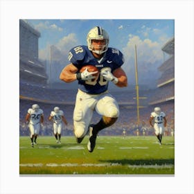 Intense Football Moment Player in Full Armor Canvas Print