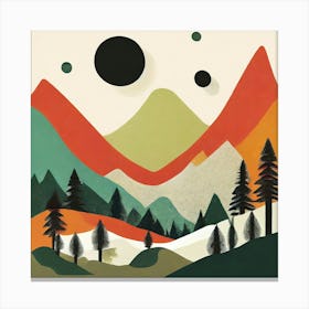 Forest And Mountains Geometric Abstract Art 1 Canvas Print