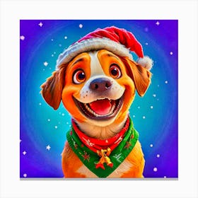 Dog In Santa Hat Canvas Print