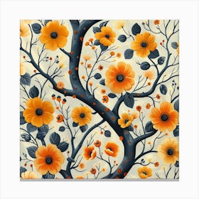 Orange Flowers On A Tree 1 Canvas Print