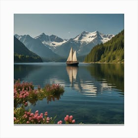Sailboat On A Lake 1 Canvas Print