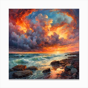 Sundown Over The Atlantic Ocean Of Gran Canaria Canvas Print