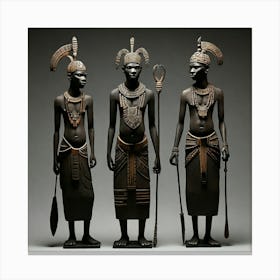 Tribal African Art men silhouettes 5 Canvas Print
