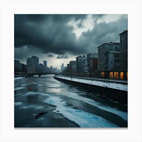 City Under A Stormy Sky Canvas Print